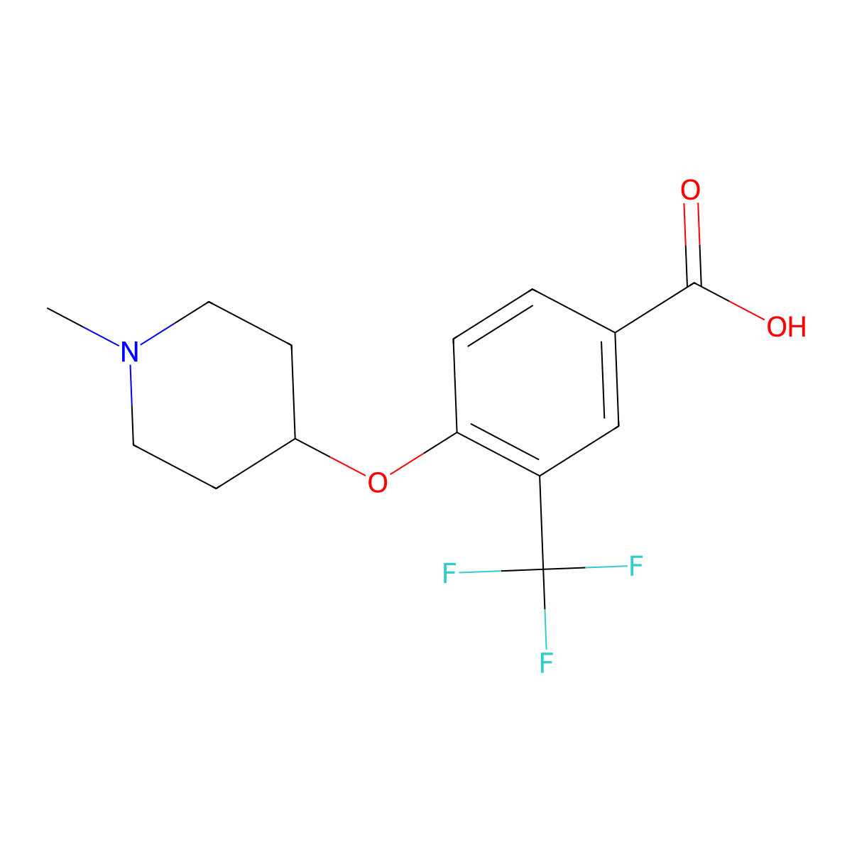 4-(1-Methylpiperidine-4-yloxy)-3-(trifluoromethyl)benzoic acid molecular structure, CAS 859213-09-5
