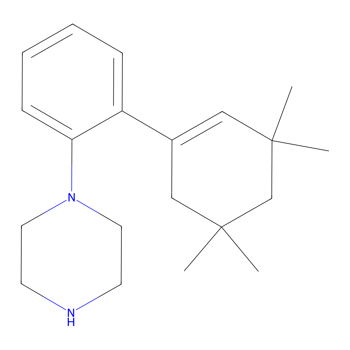 1-[2-(3,3,5,5-Tetramethyl-1-cyclohexen-1-yl)phenyl]piperazine molecular structure, CAS 859217-87-1