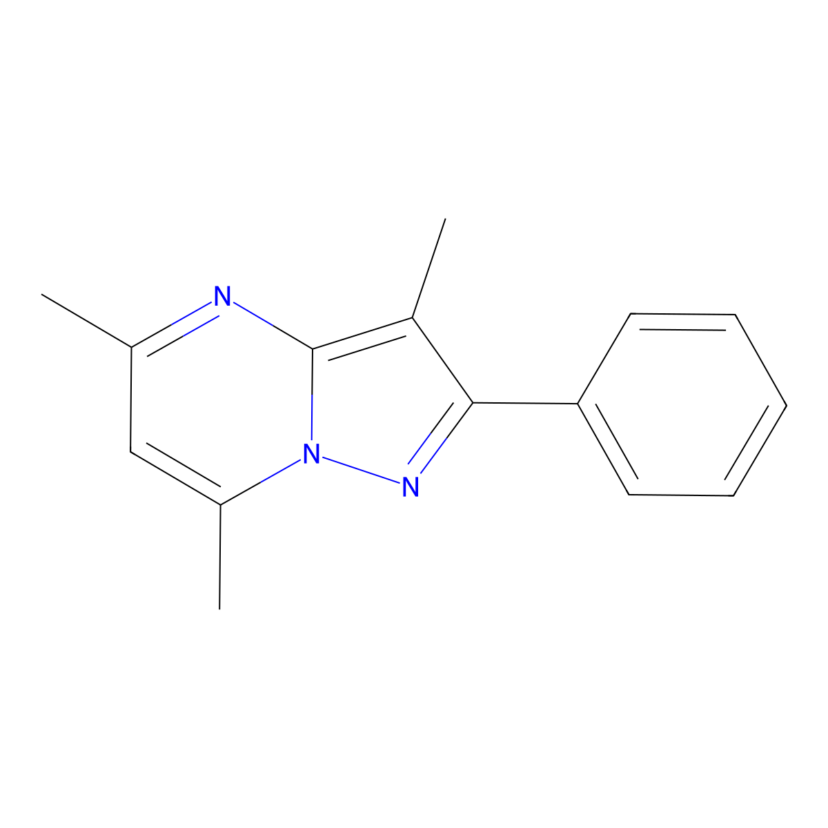 3,5,7-Trimethyl-2-phenylpyrazolo[1,5-a]pyrimidine molecular structure, CAS 859297-00-0
