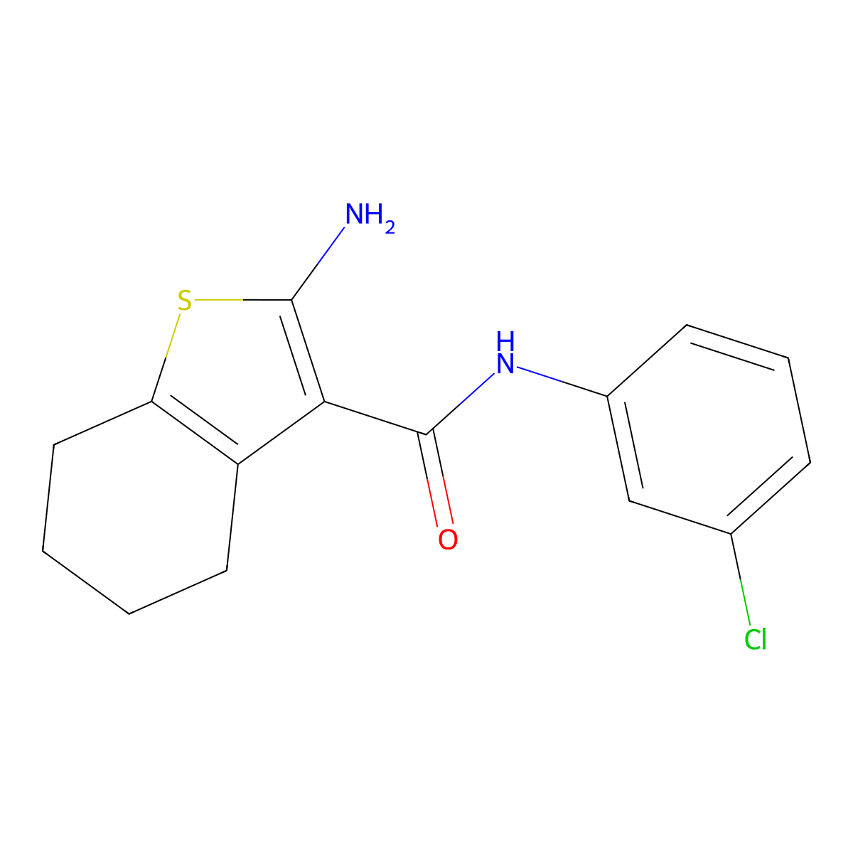 2-amino-N-(3-chlorophenyl)-4,5,6,7-tetrahydro-1-benzothiophene-3-carboxamide molecular structure, CAS 85930-58-1