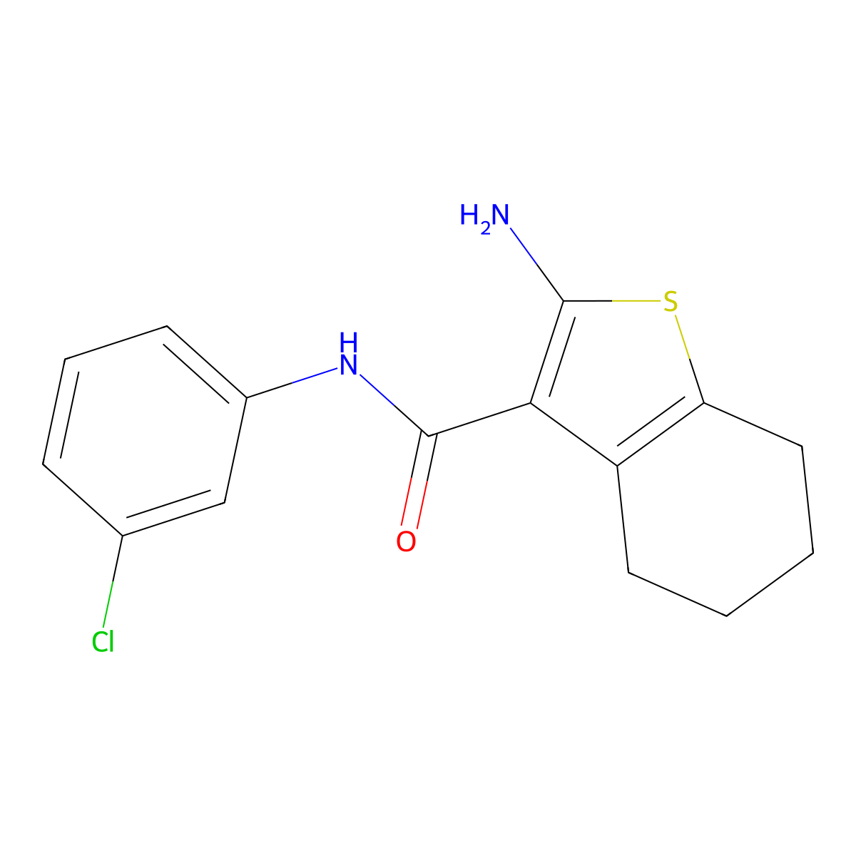2-amino-N-(3-chlorophenyl)-4,5,6,7-tetrahydro-1-benzothiophene-3-carboxamide molecular structure, CAS 85930-58-1