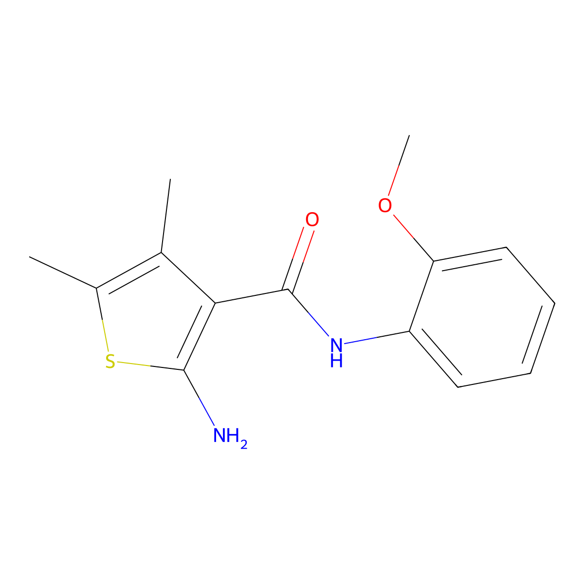 2-amino-N-(2-methoxyphenyl)-4,5-dimethylthiophene-3-carboxamide molecular structure, CAS 85930-61-6