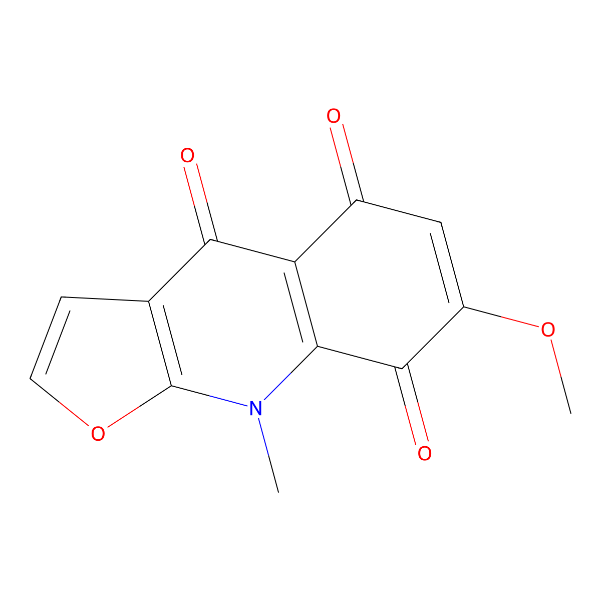 7-Methoxy-9-methylfuro[2,3-b]-quinoline-4,5,8(9H)-trione molecular structure, CAS 859304-28-2