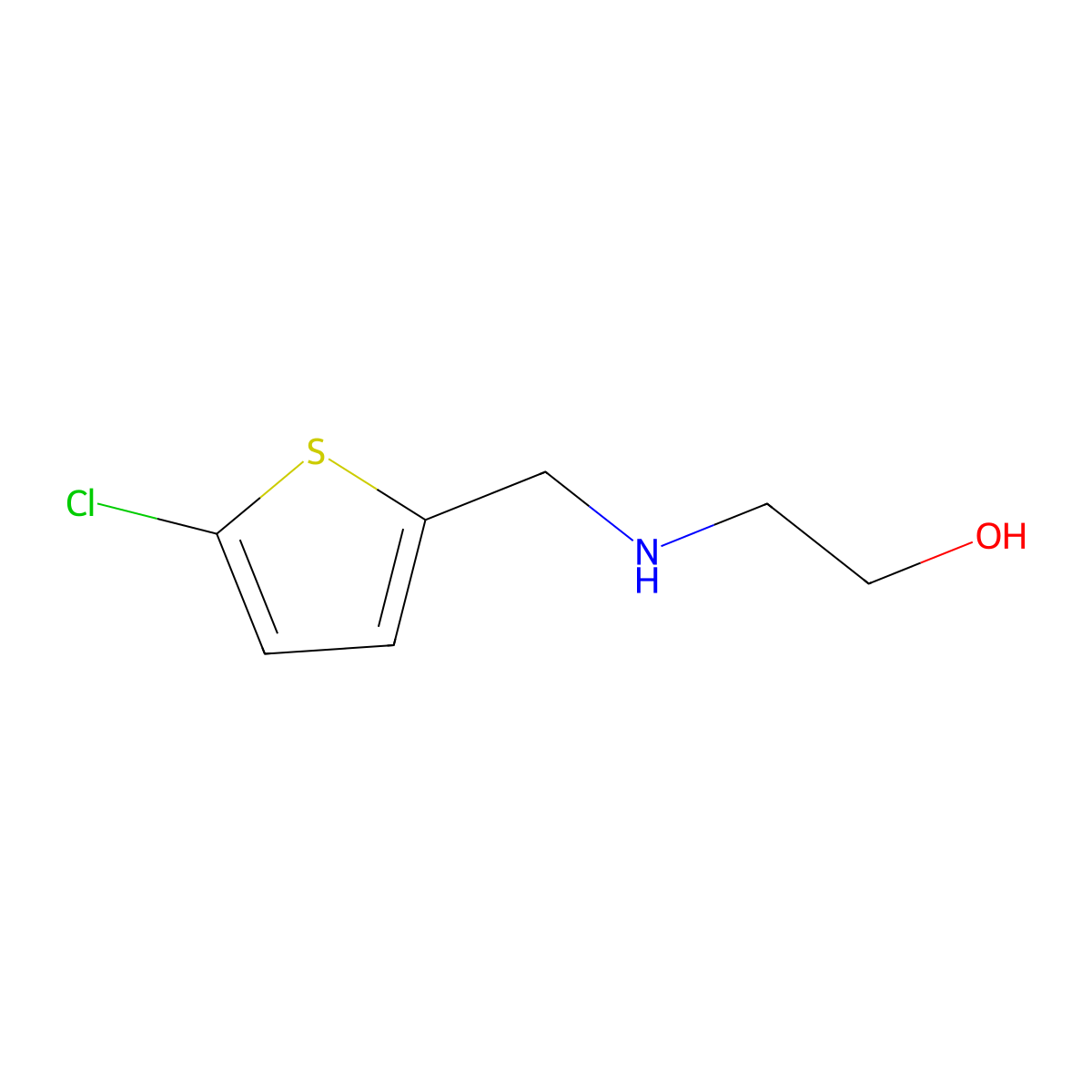 2-(((5-Chlorothiophen-2-yl)methyl)amino)ethan-1-ol molecular structure, CAS 859309-03-8