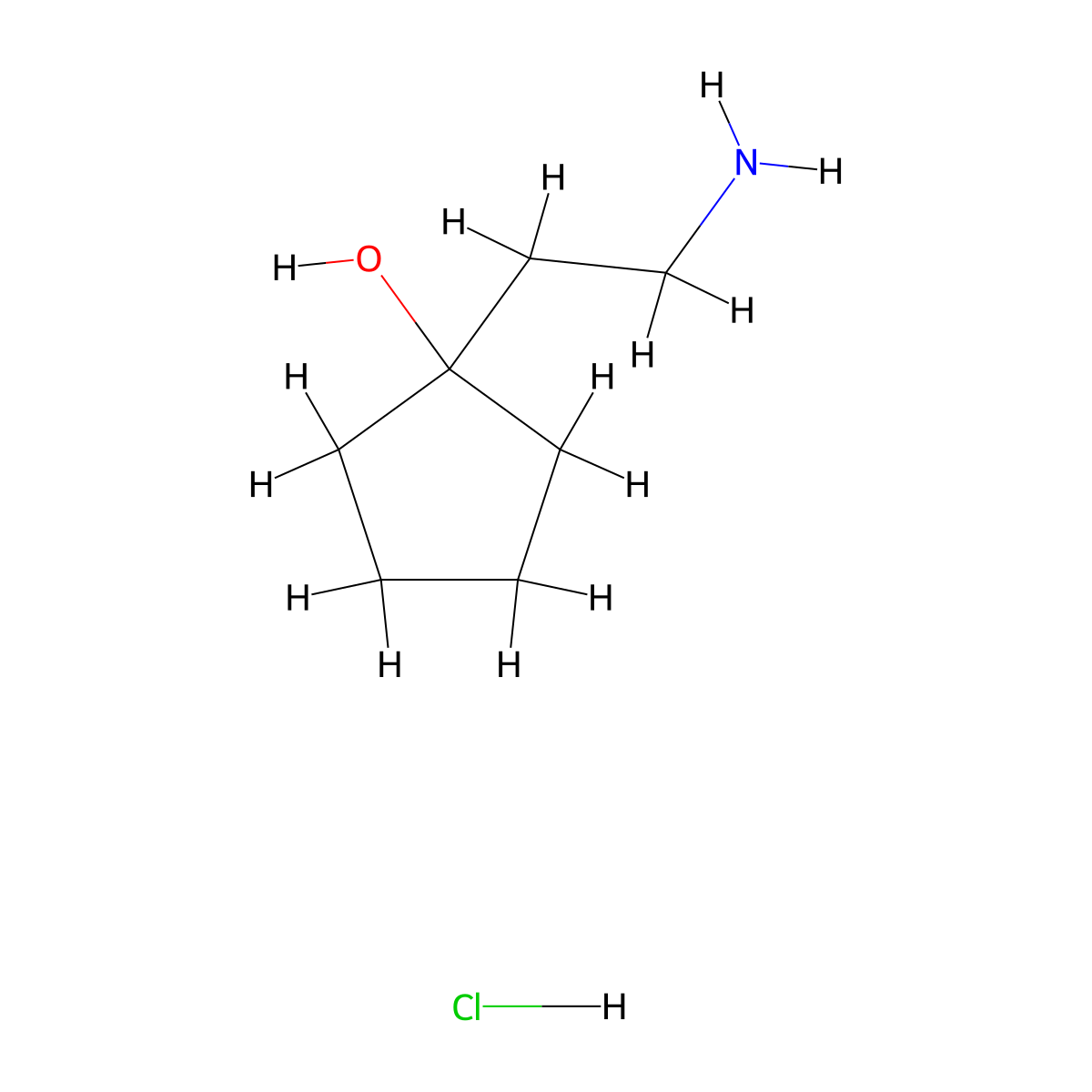 1-(2-Aminoethyl)cyclopentan-1-ol hydrochloride molecular structure, CAS 859318-27-7
