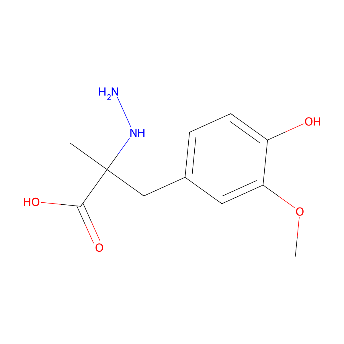 2-Hydrazinyl-3-(4-hydroxy-3-methoxyphenyl)-2-methylpropanoic acid molecular structure, CAS 85933-19-3