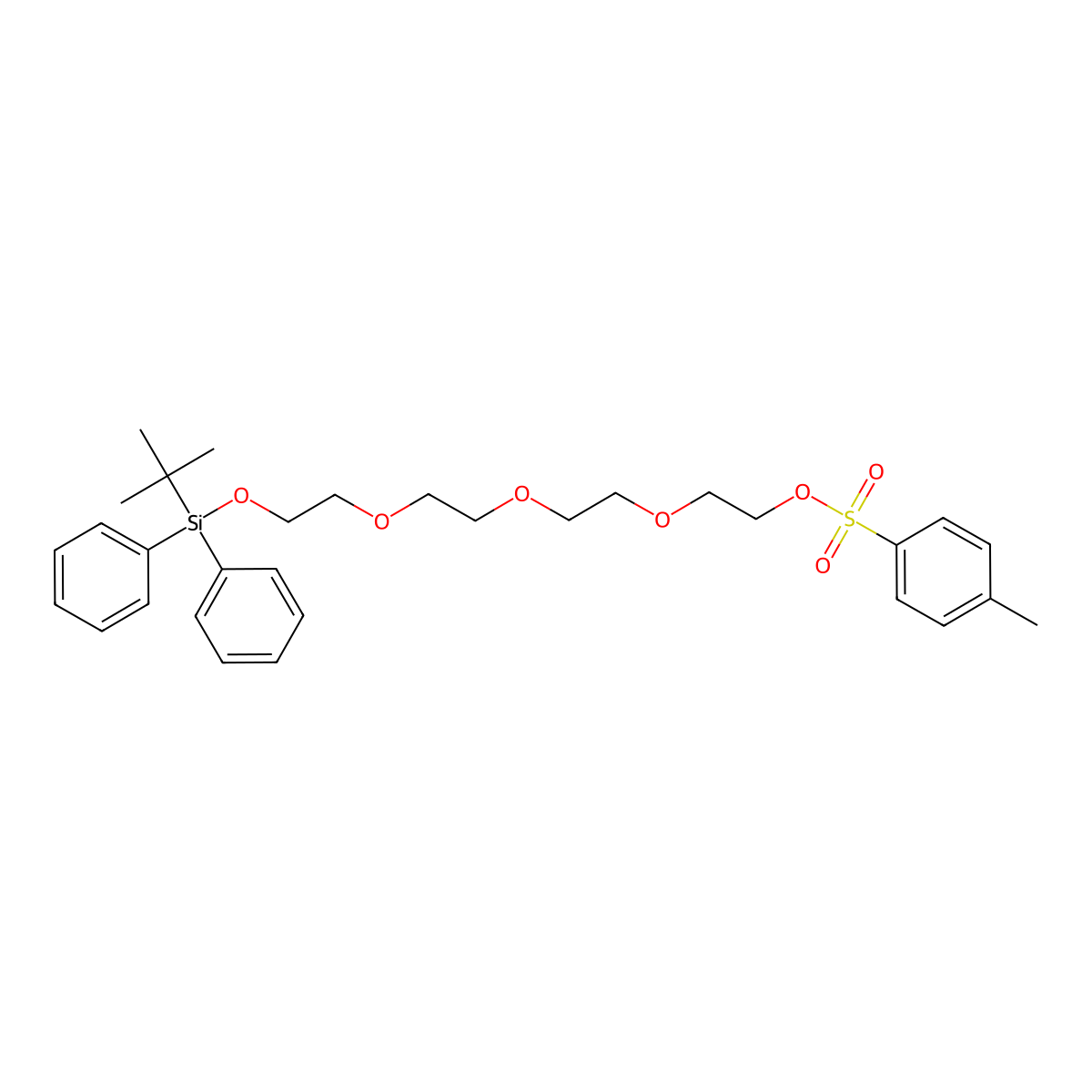 Toluene-4-sulfonic acid 2-(2-{2-[2-(tert-butyldiphenylsilanyloxy)-ethoxy]-ethoxy}-ethoxy)-ethyl ester molecular structure, CAS 859385-34-5