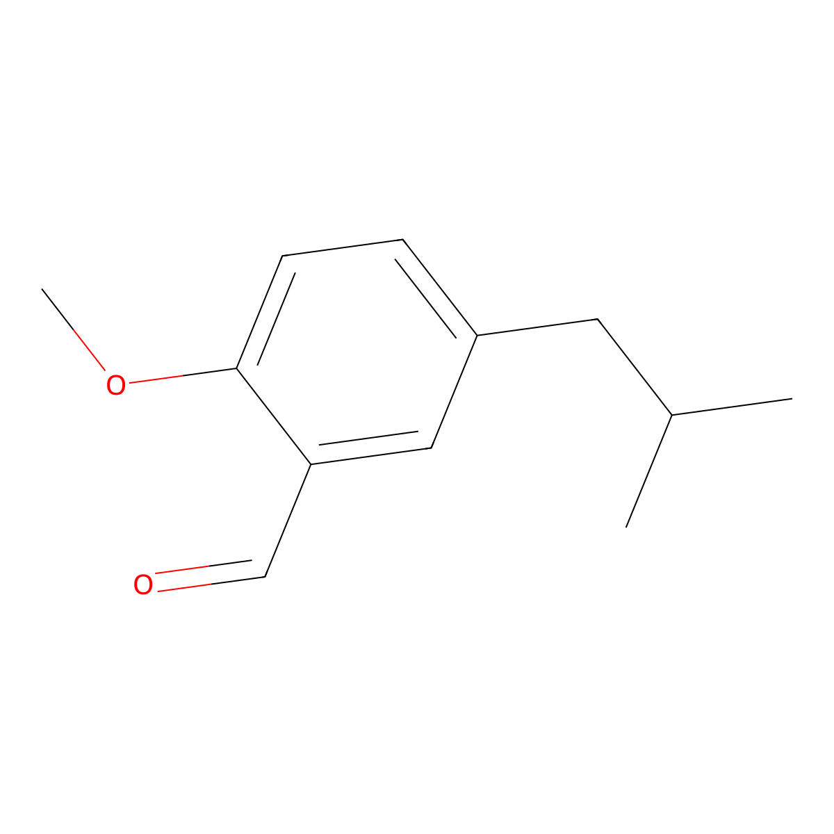 Benzaldehyde, 2-methoxy-5-(2-methylpropyl)- molecular structure, CAS 85943-28-8