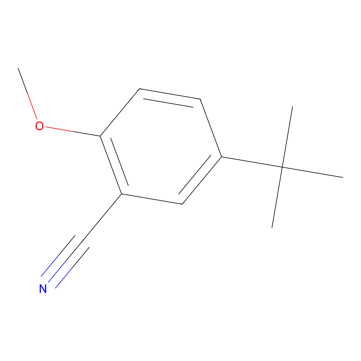 5-Tert-butyl-2-methoxybenzonitrile molecular structure, CAS 85943-30-2