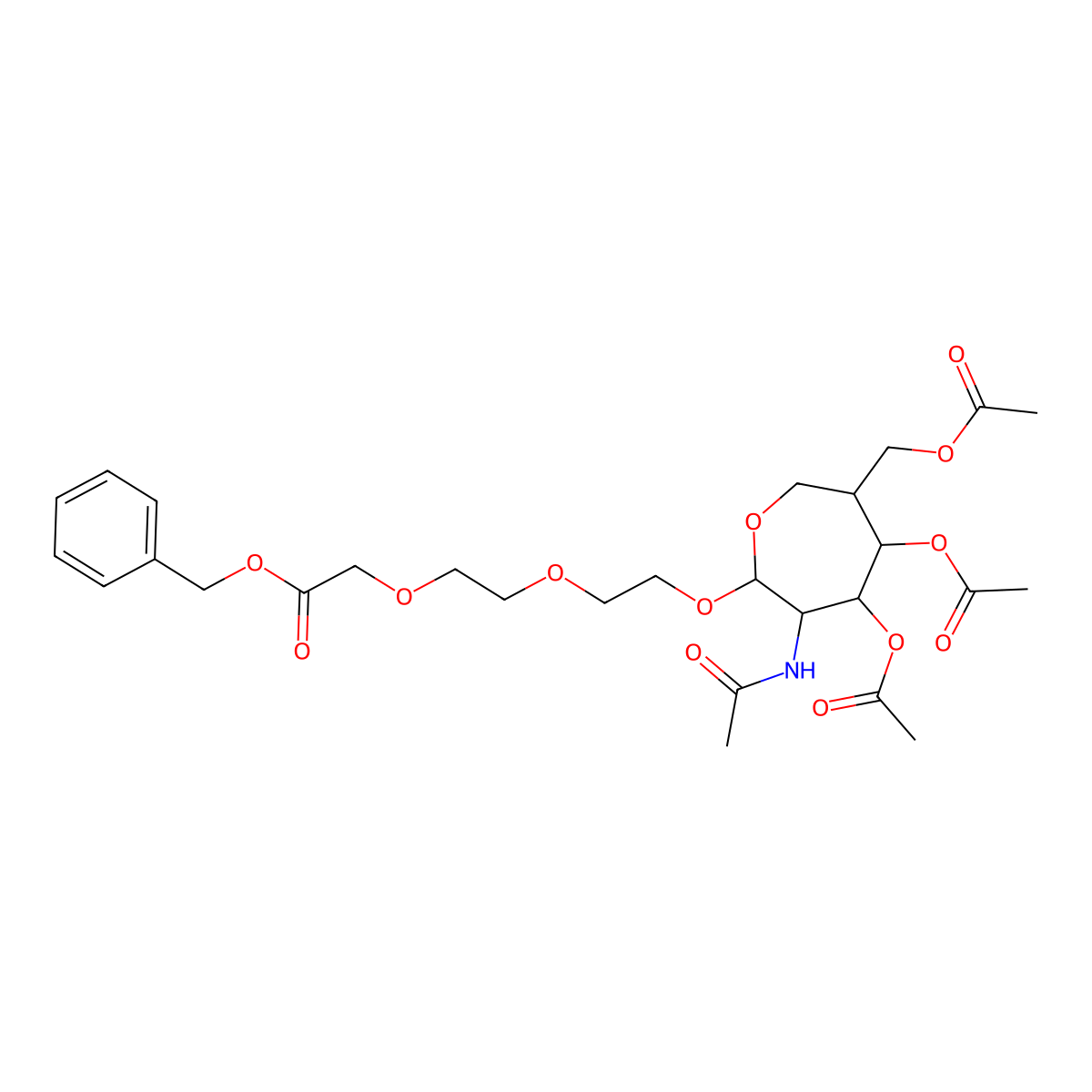 benzyl 2-(2-(2-{[(2R,3R,4R,5R,6R)-4,5-bis(acetyloxy)-6-[(acetyloxy)methyl]-3-acetamidooxepan-2-yl]oxy}ethoxy)ethoxy)acetate molecular structure, CAS 859436-30-9