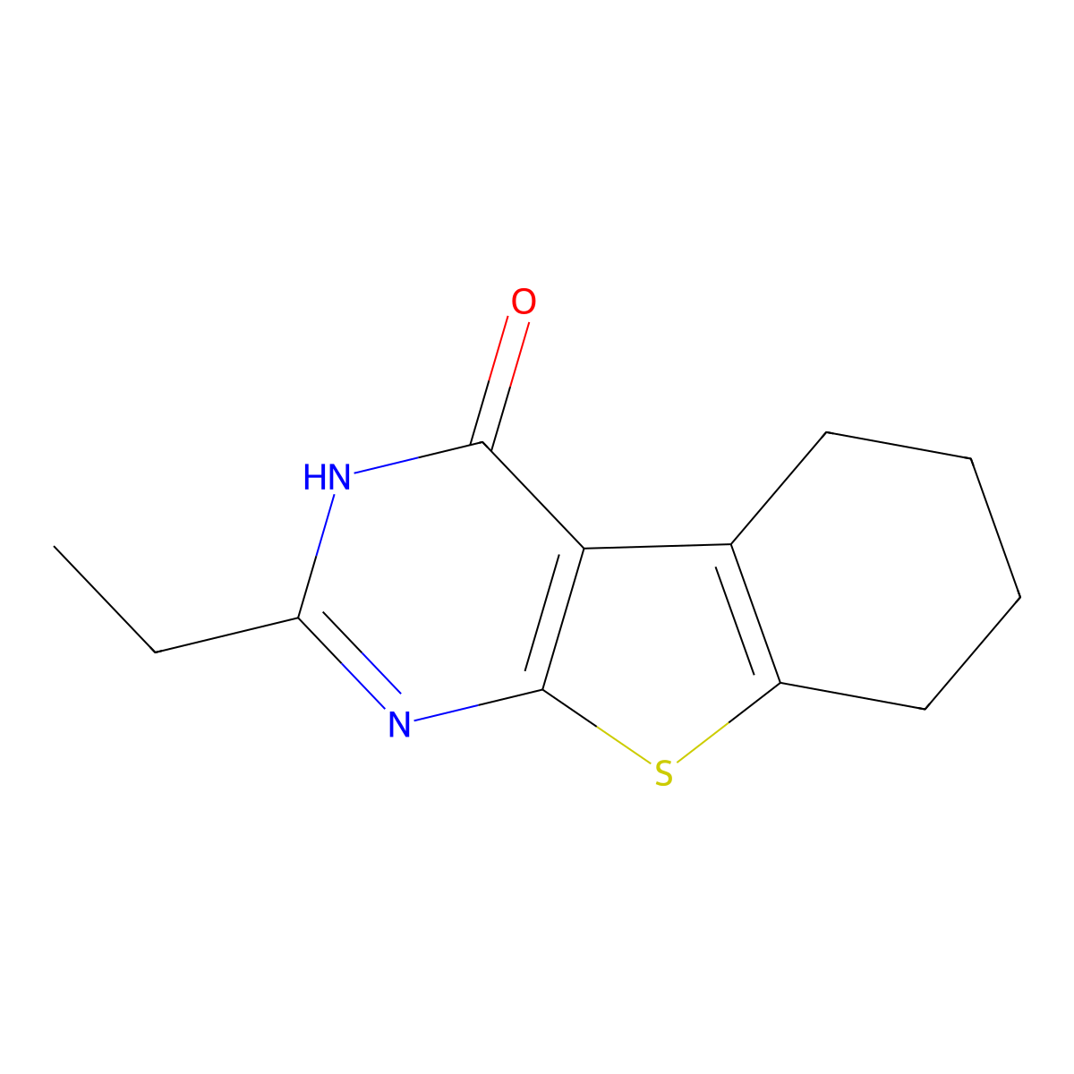 2-ethyl-5,6,7,8-tetrahydro[1]benzothieno[2,3-d]pyrimidin-4(3H)-one molecular structure, CAS 85944-23-6