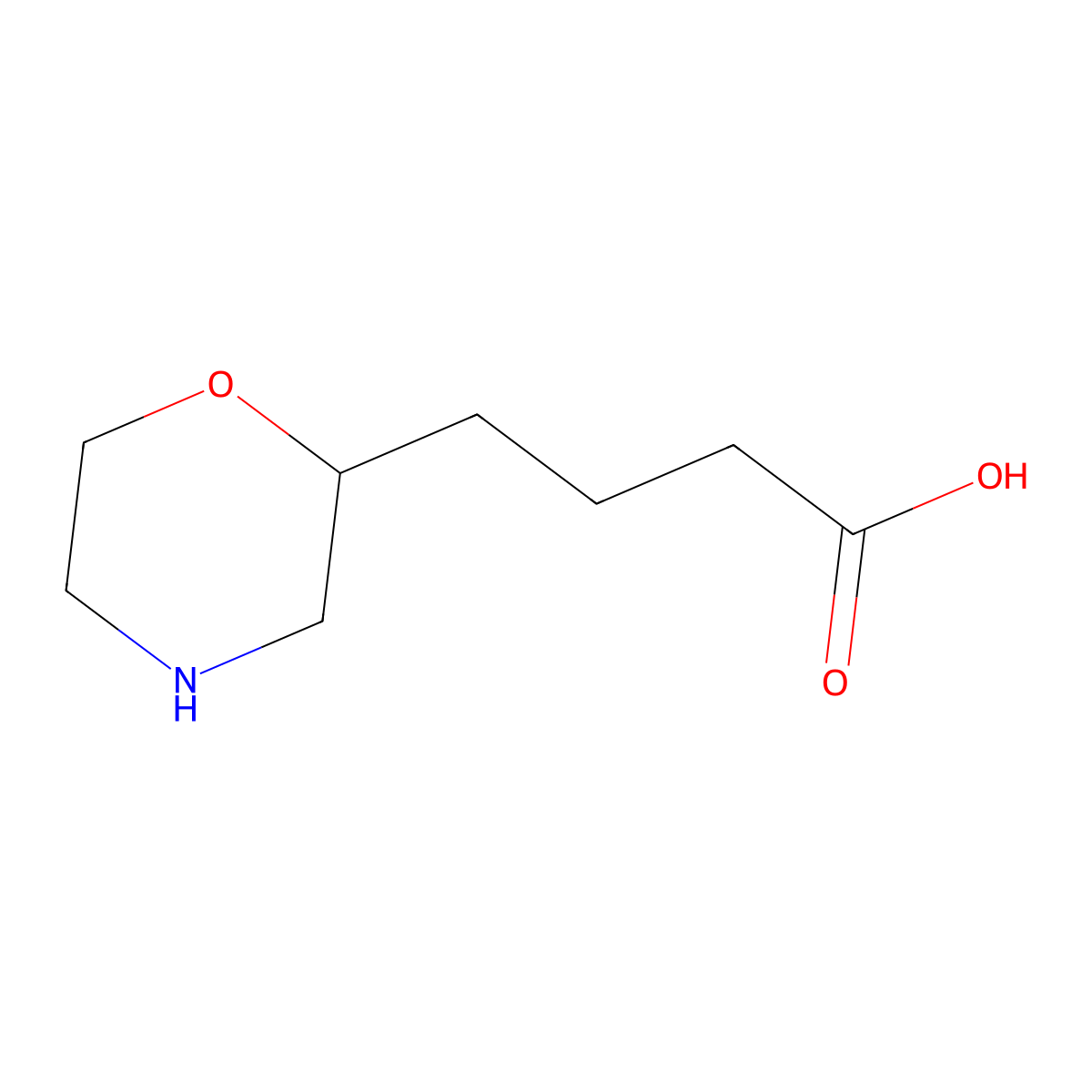 4-(Morpholin-2-yl)butanoic acid molecular structure, CAS 859451-19-7