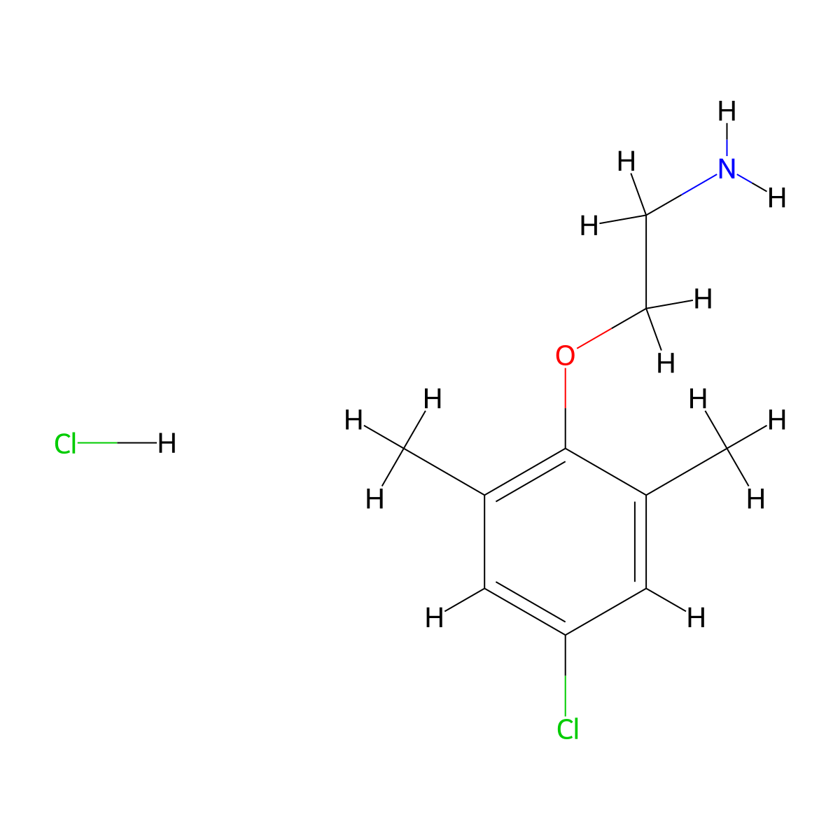 2-(4-Chloro-2,6-dimethylphenoxy)ethan-1-amine hydrochloride molecular structure, CAS 859452-94-1