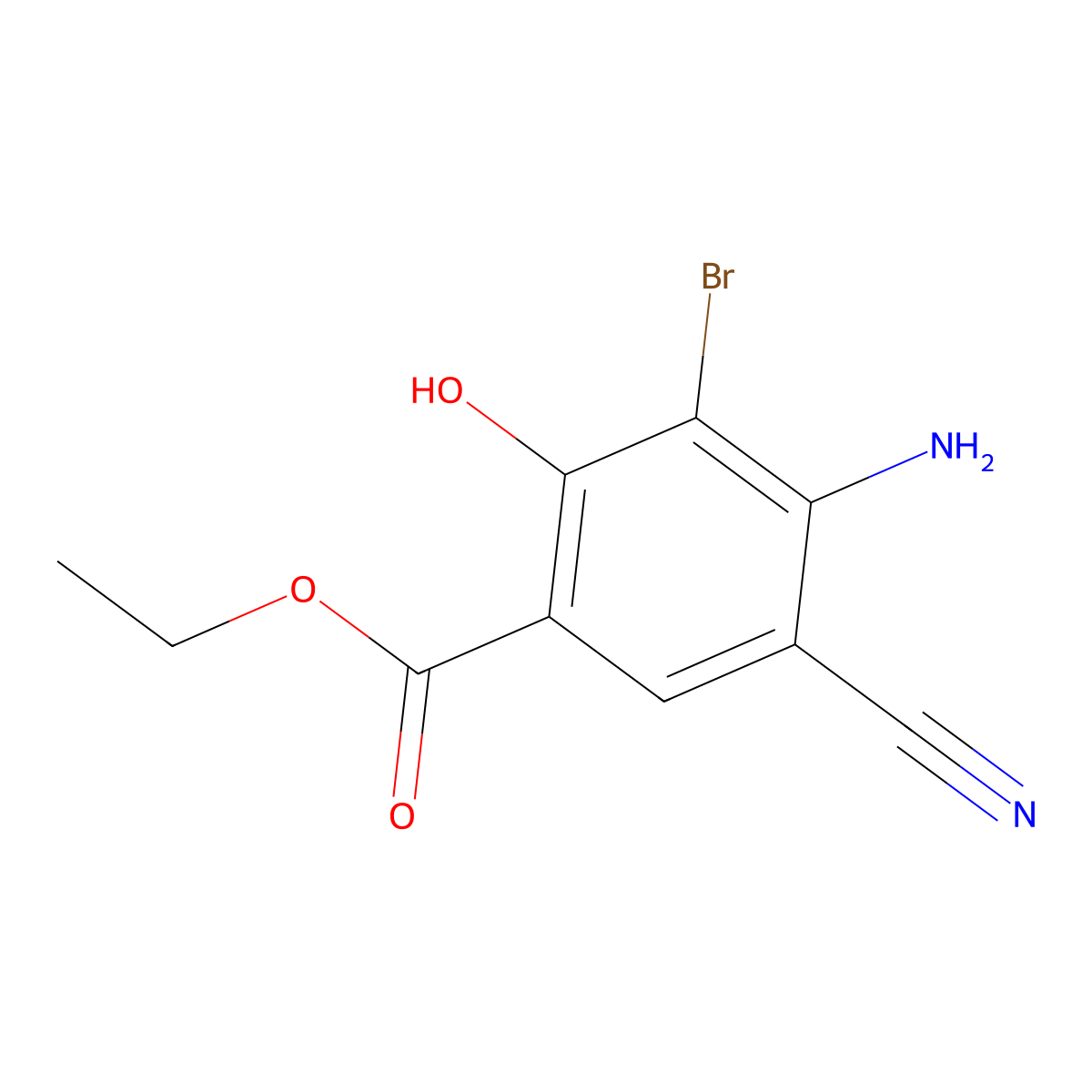 Ethyl 4-amino-3-bromo-5-cyano-2-hydroxybenzoate molecular structure, CAS 85946-11-8
