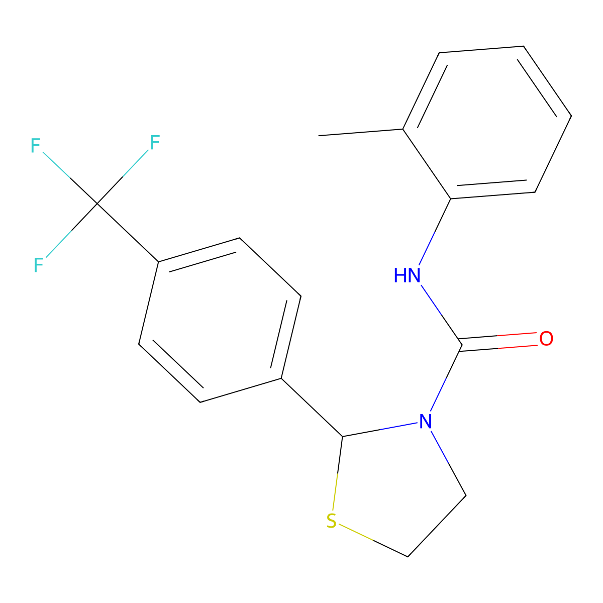 N-(2-methylphenyl)-2-[4-(trifluoromethyl)phenyl]-1,3-thiazolidine-3-carboxamide molecular structure, CAS 859464-08-7