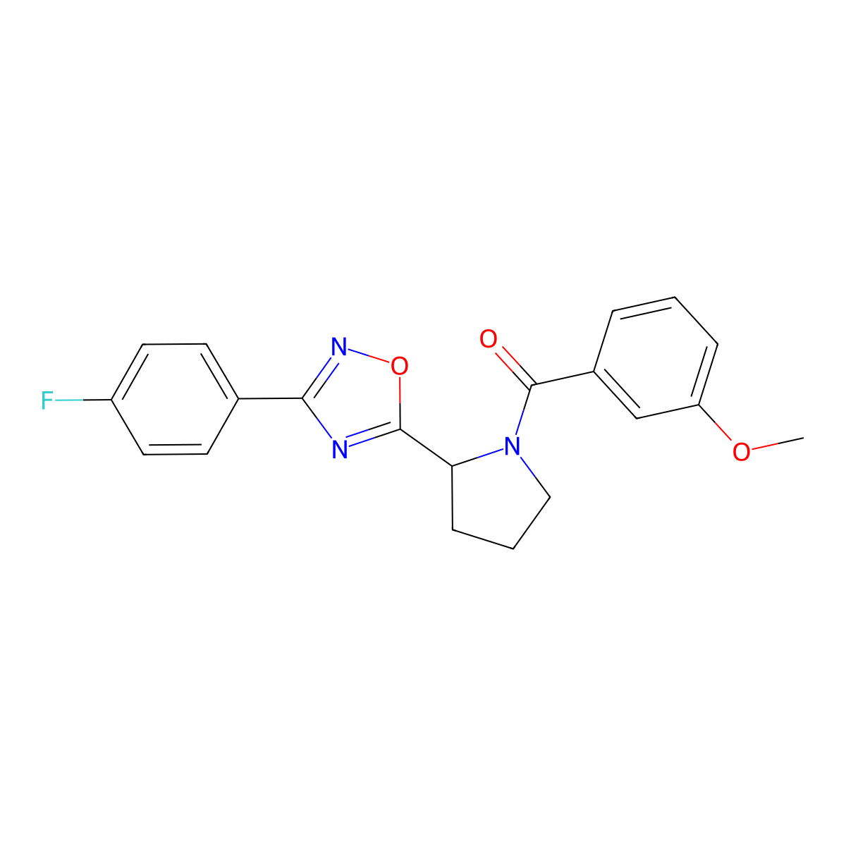 3-(4-Fluorophenyl)-5-[1-(3-methoxybenzoyl)pyrrolidin-2-yl]-1,2,4-oxadiazole molecular structure, CAS 859473-83-9
