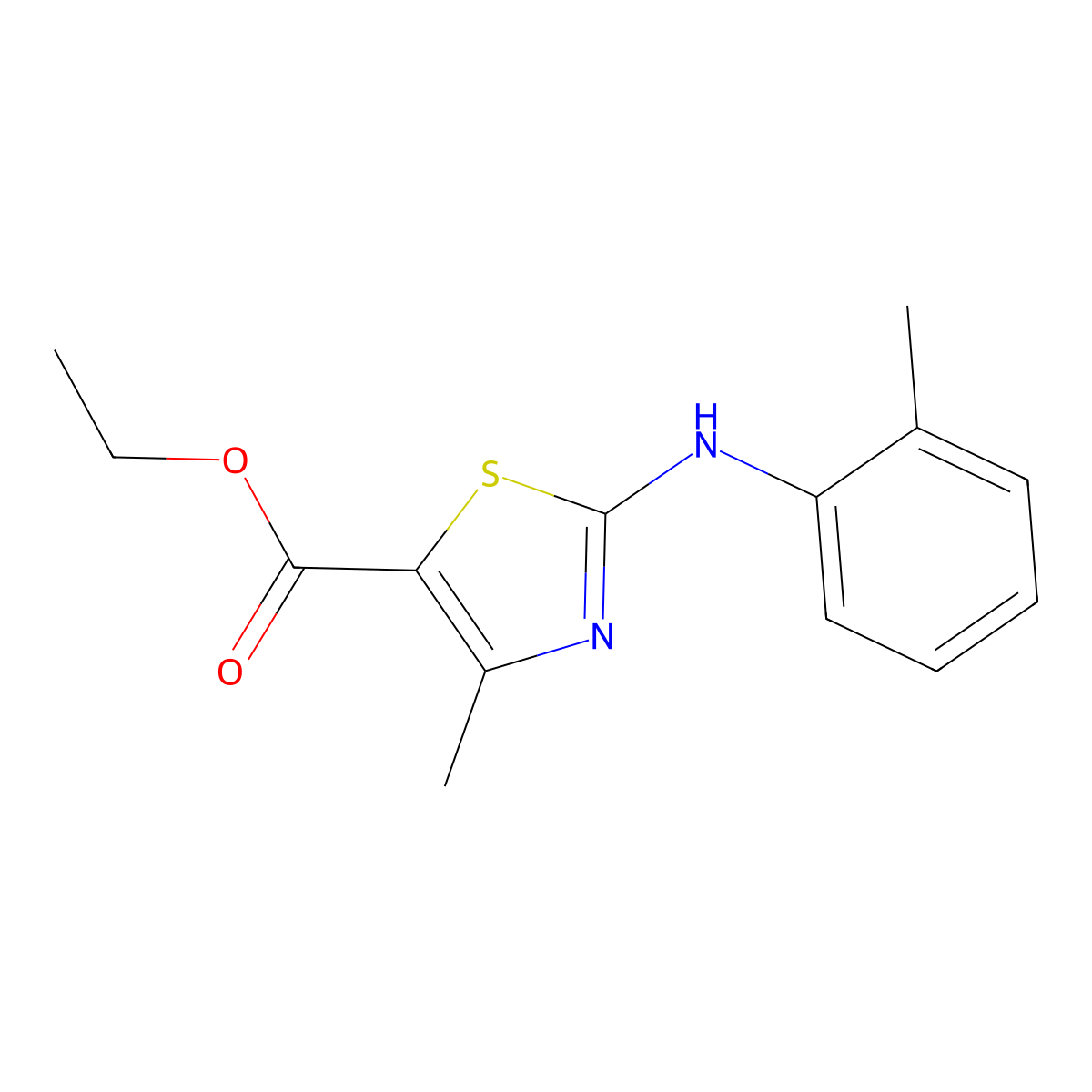 Ethyl 4-methyl-2-[(2-methylphenyl)amino]-1,3-thiazole-5-carboxylate molecular structure, CAS 859483-31-1