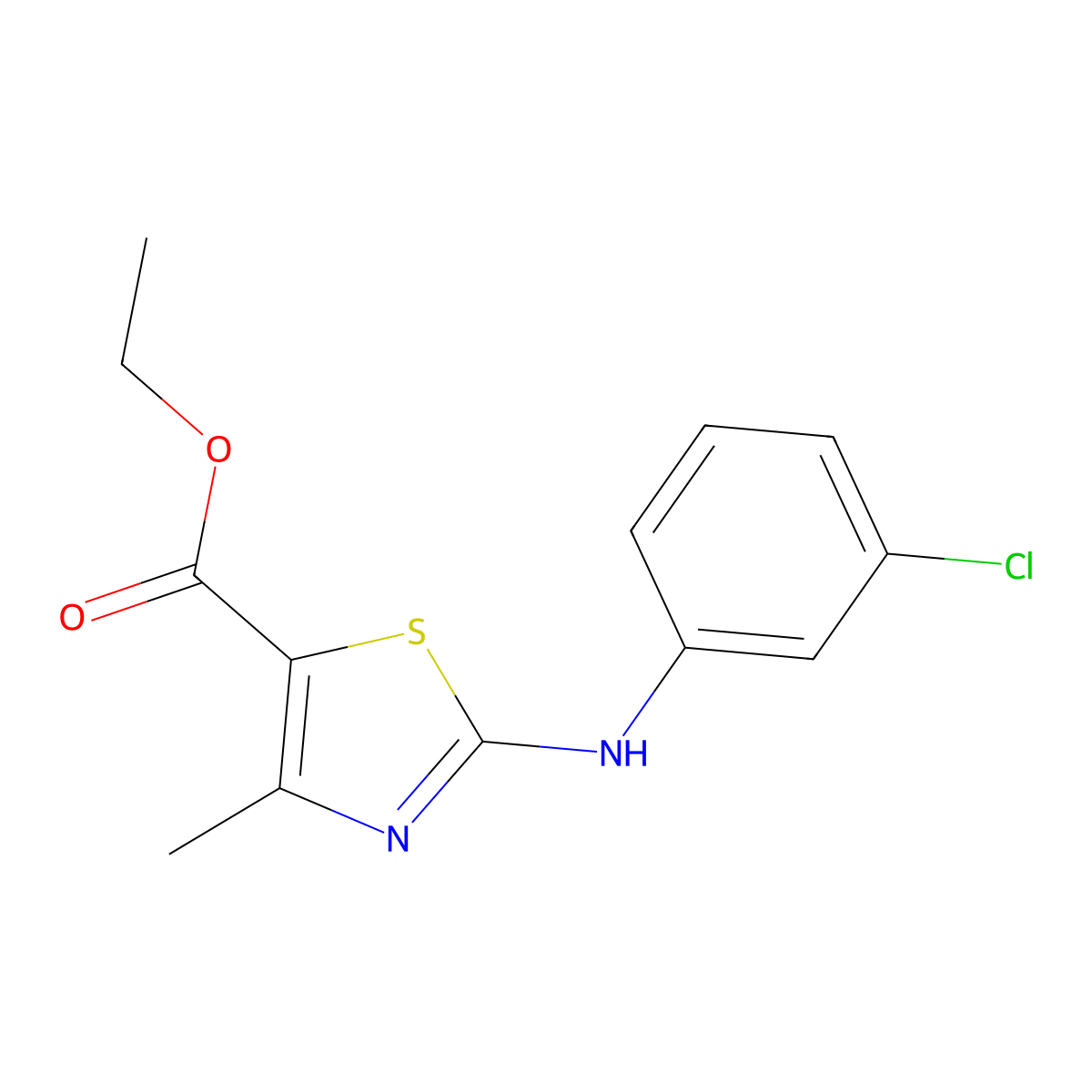 Ethyl 2-((3-chlorophenyl)amino)-4-methylthiazole-5-carboxylate molecular structure, CAS 859486-61-6