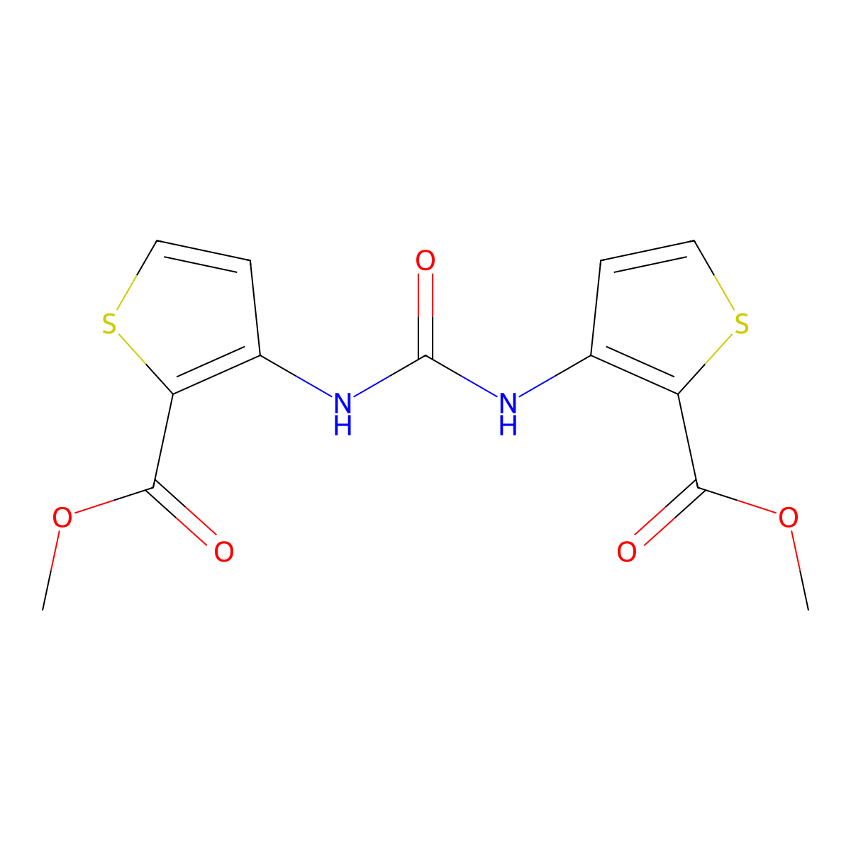 Methyl 3-({[2-(methoxycarbonyl)thiophen-3-yl]carbamoyl}amino)thiophene-2-carboxylate molecular structure, CAS 859490-48-5
