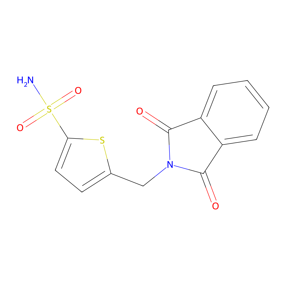 5-((1,3-Dioxoisoindolin-2-yl)methyl)thiophene-2-sulfonamide molecular structure, CAS 859491-30-8