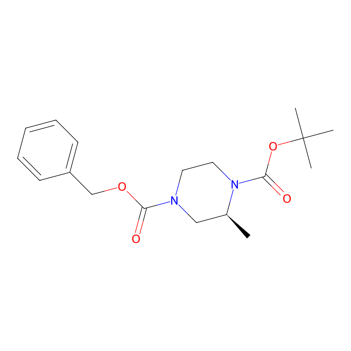 (S)-4-benzyl 1-tert-butyl 2-methylpiperazine-1,4-dicarboxylate molecular structure, CAS 859517-91-2