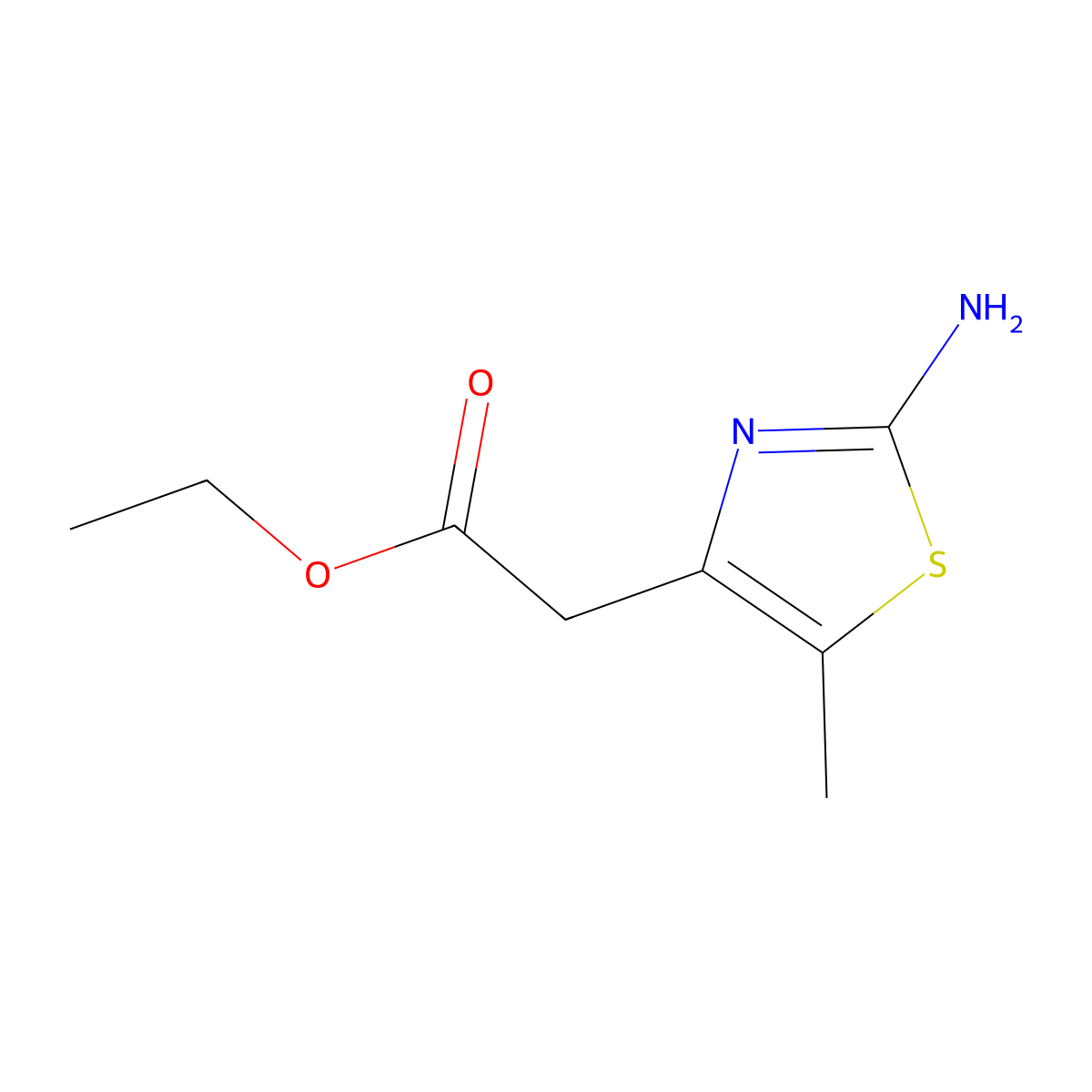 Ethyl 2-(2-amino-5-methyl-1,3-thiazol-4-yl)acetate molecular structure, CAS 859521-92-9