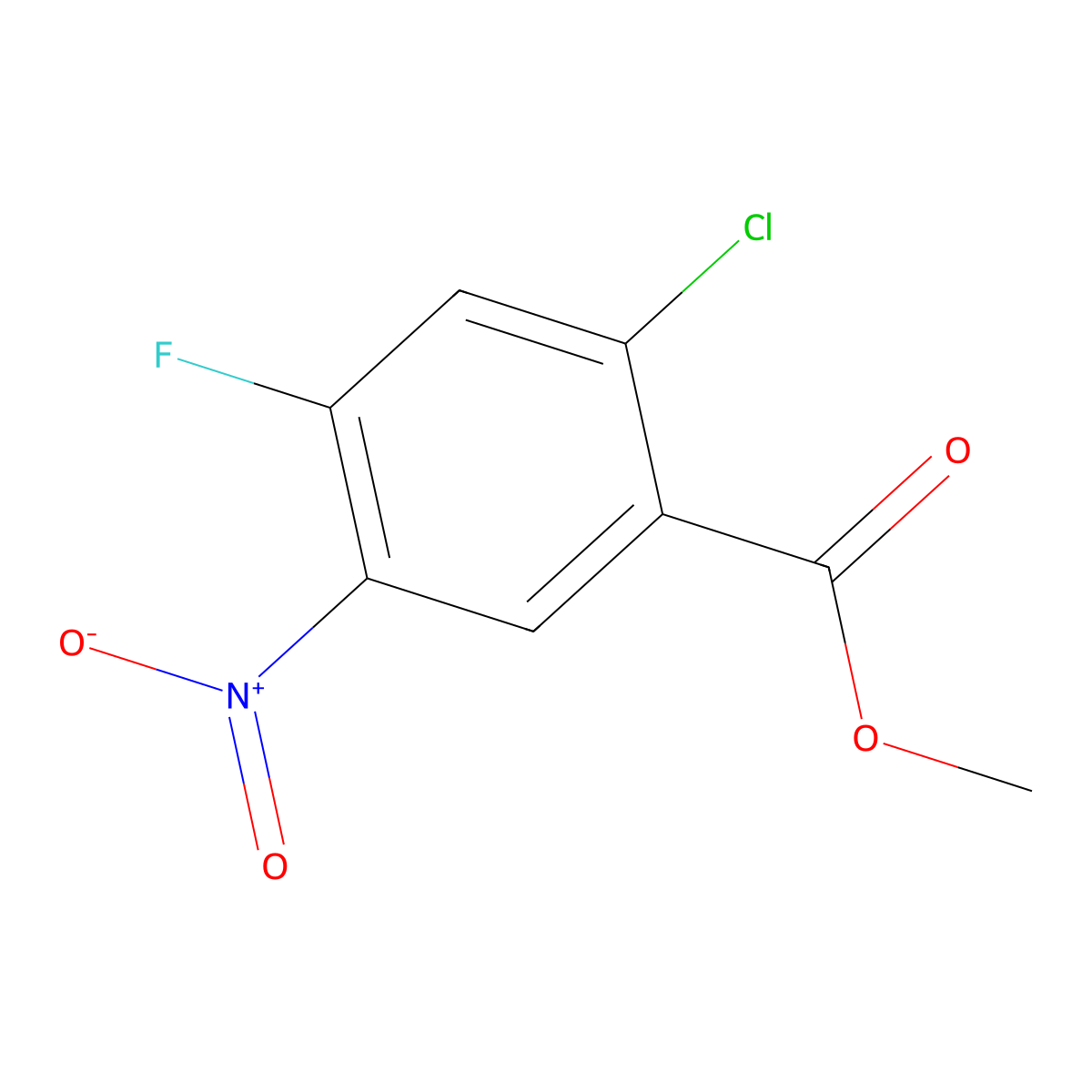 Methyl 2-chloro-4-fluoro-5-nitrobenzoate molecular structure, CAS 85953-30-6