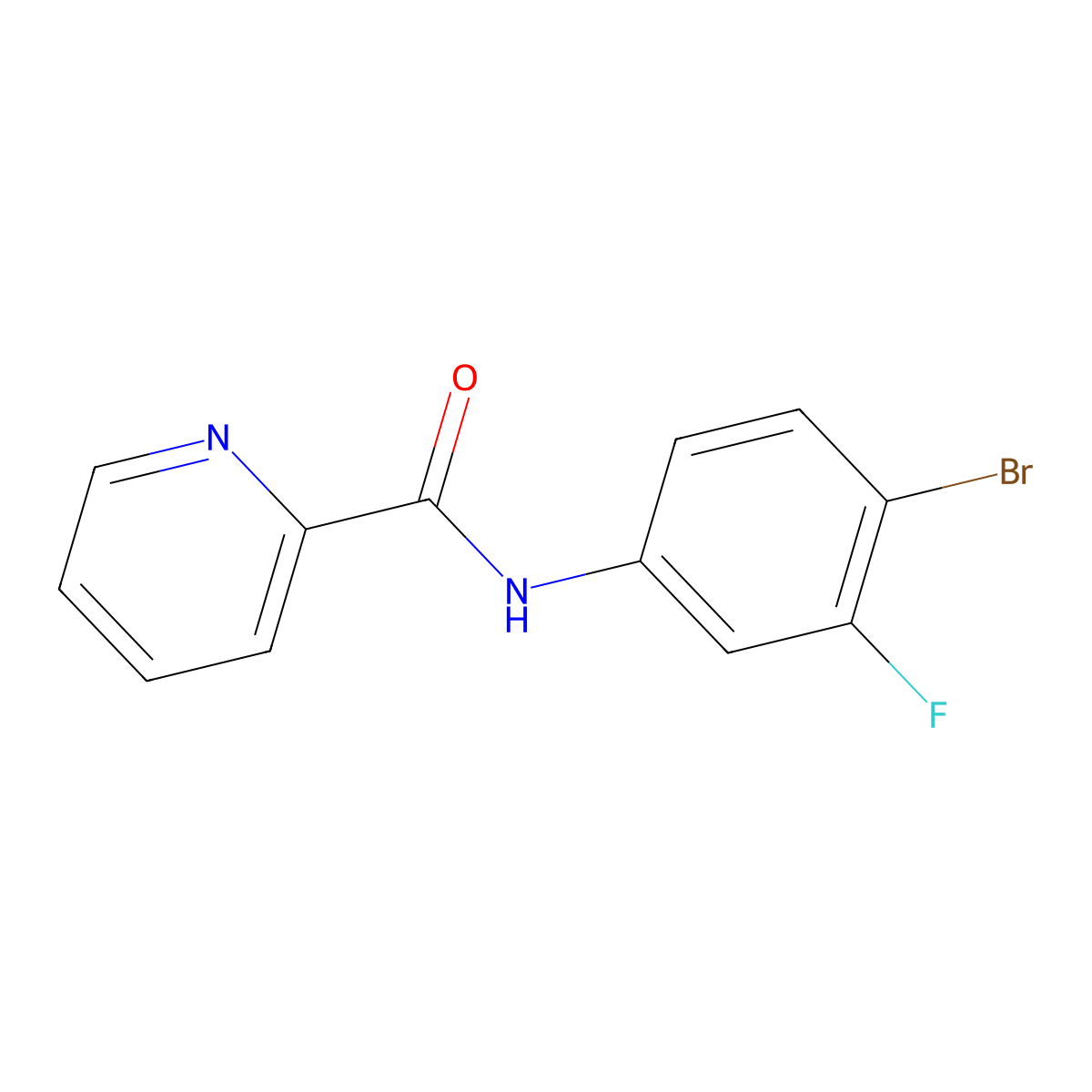 N-(4-bromo-3-fluorophenyl)pyridine-2-carboxamide molecular structure, CAS 859538-43-5