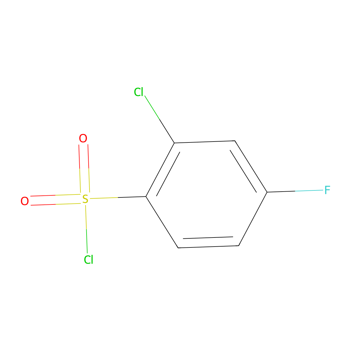 2-Chloro-4-fluorobenzene-1-sulfonyl chloride molecular structure, CAS 85958-57-2