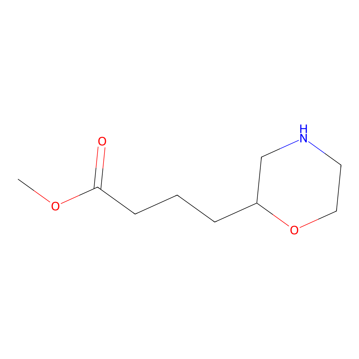 Methyl 4-(morpholin-2-yl)butanoate molecular structure, CAS 859632-26-1