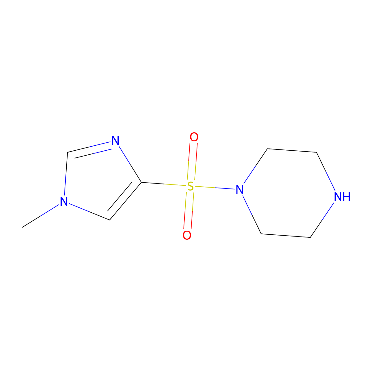 1-((1-Methyl-1H-imidazol-4-yl)sulfonyl)piperazine molecular structure, CAS 859634-86-9