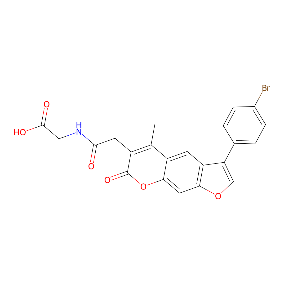 ({[3-(4-bromophenyl)-5-methyl-7-oxo-7H-furo[3,2-g]chromen-6-yl]acetyl}amino)acetic acid molecular structure, CAS 859658-37-0
