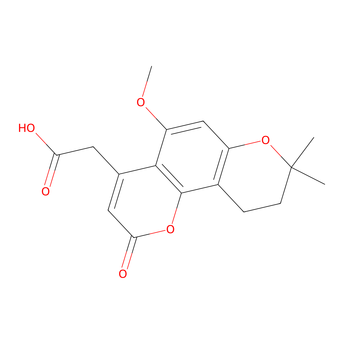(5-methoxy-8,8-dimethyl-2-oxo-9,10-dihydro-2H,8H-pyrano[2,3-f]chromen-4-yl)acetic acid molecular structure, CAS 859659-05-5