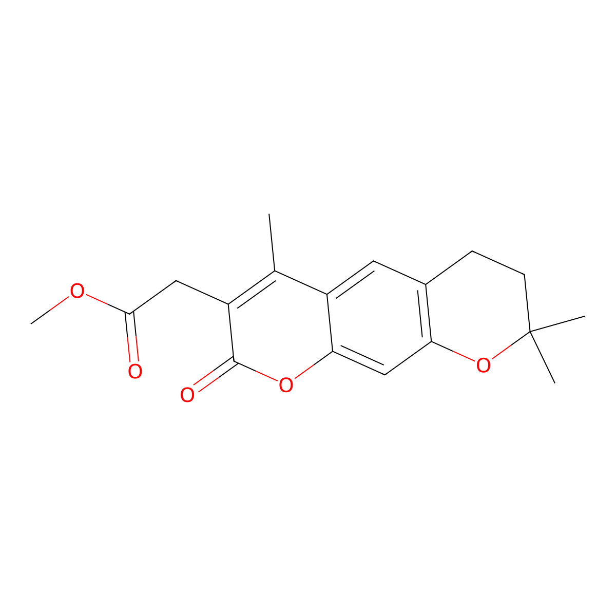 methyl (4,8,8-trimethyl-2-oxo-7,8-dihydro-2H,6H-pyrano[3,2-g]chromen-3-yl)acetate molecular structure, CAS 859659-85-1