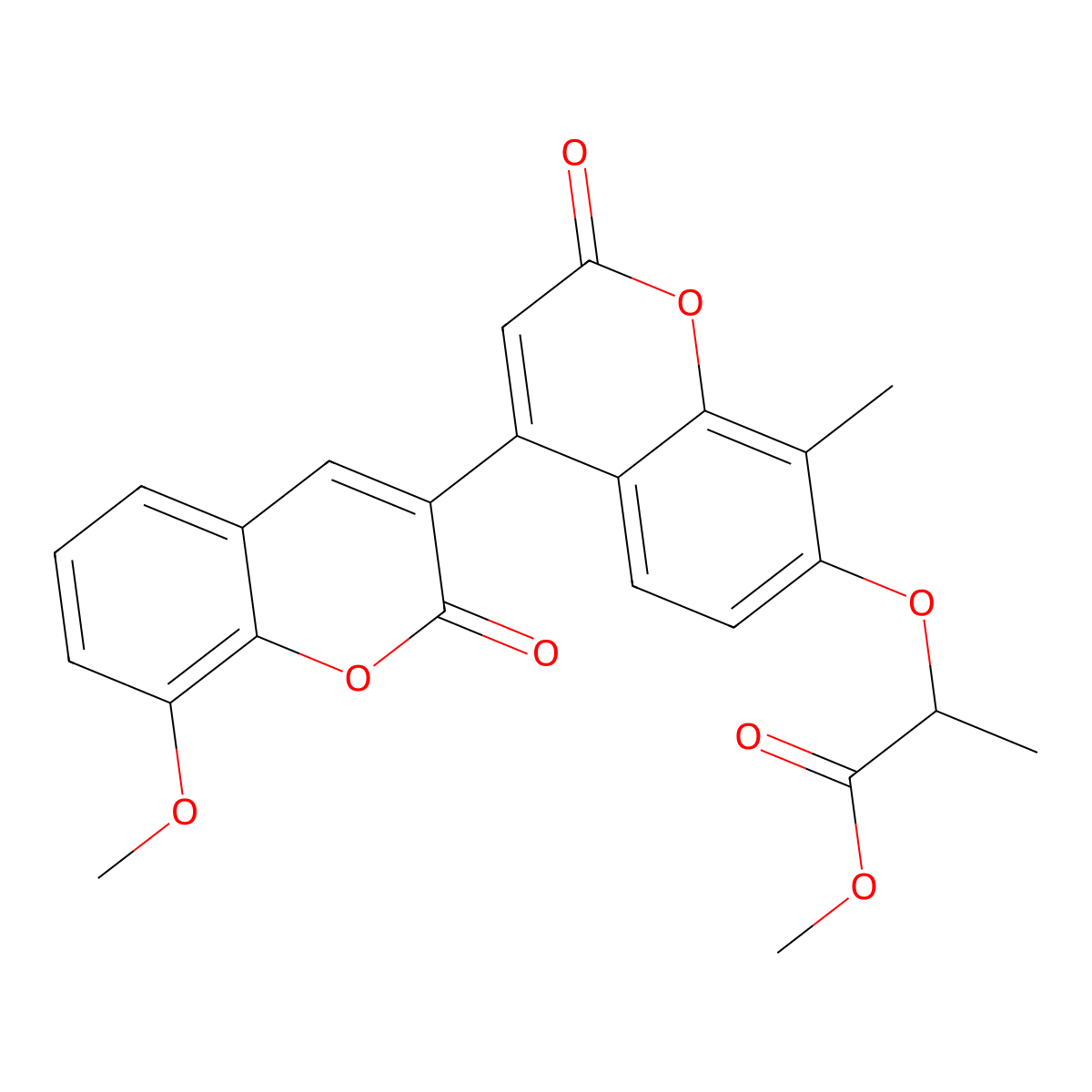 methyl 2-[(8-methoxy-8'-methyl-2,2'-dioxo-2H,2'H-3,4'-bichromen-7'-yl)oxy]propanoate molecular structure, CAS 859660-09-6