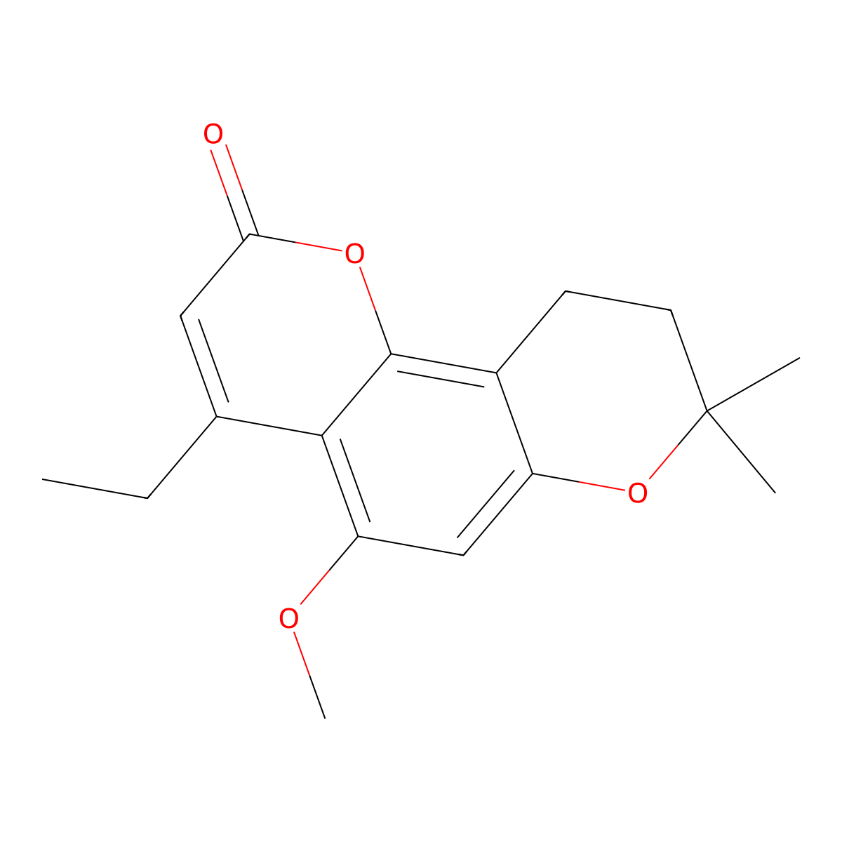 4-ethyl-5-methoxy-8,8-dimethyl-9,10-dihydro-2H,8H-pyrano[2,3-f]chromen-2-one molecular structure, CAS 859660-31-4