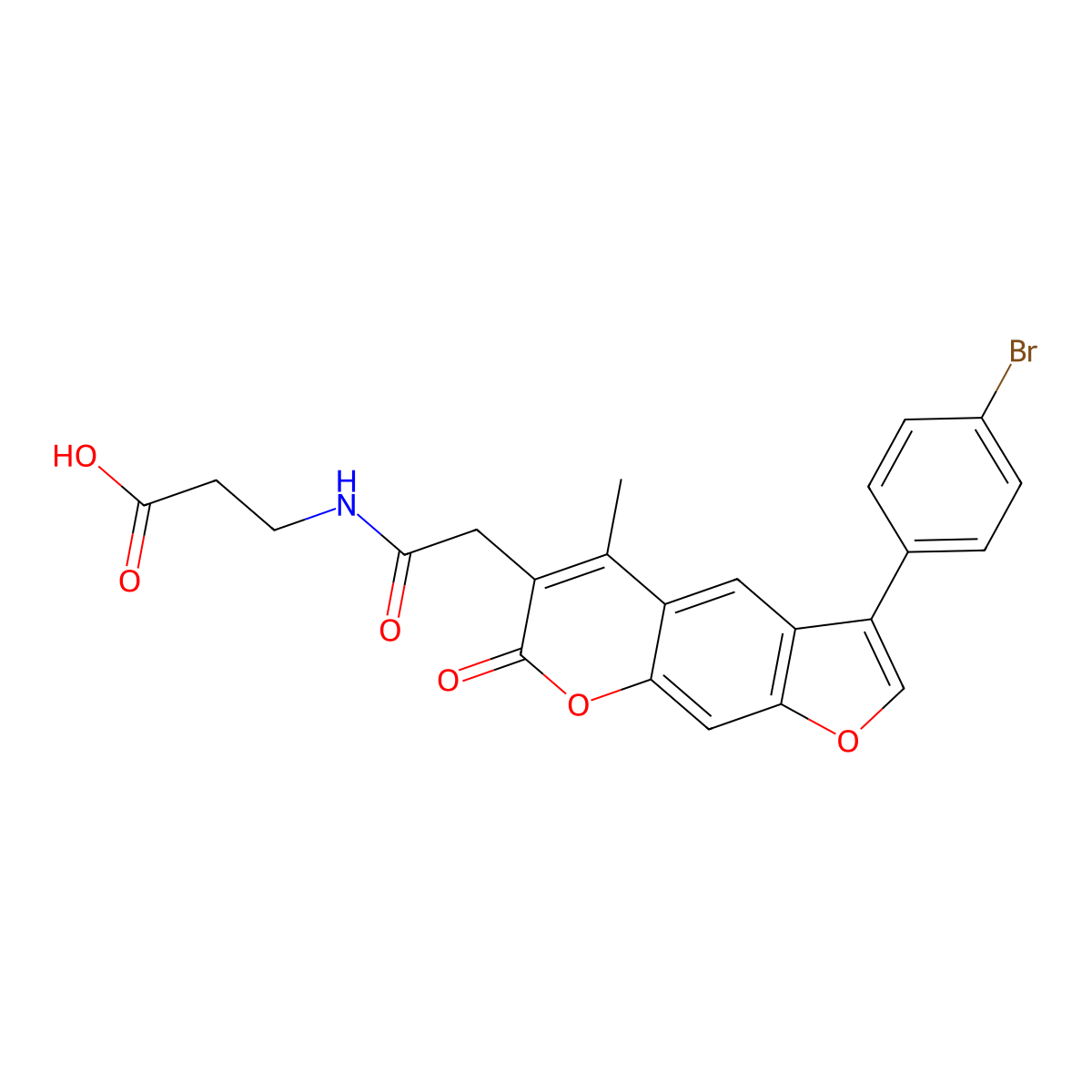 N-{[3-(4-bromophenyl)-5-methyl-7-oxo-7H-furo[3,2-g]chromen-6-yl]acetyl}-beta-alanine molecular structure, CAS 859661-30-6