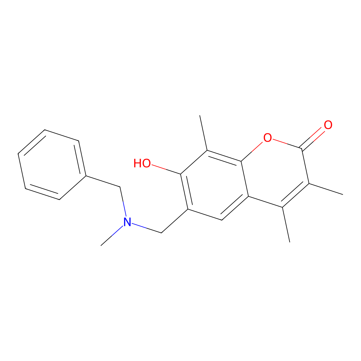 6-{[benzyl(methyl)amino]methyl}-7-hydroxy-3,4,8-trimethyl-2H-chromen-2-one molecular structure, CAS 859662-31-0