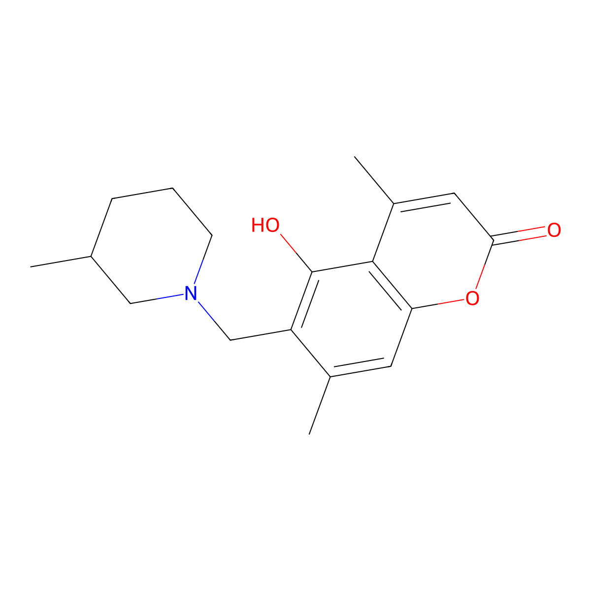5-hydroxy-4,7-dimethyl-6-[(3-methylpiperidino)methyl]-2H-chromen-2-one molecular structure, CAS 859662-92-3