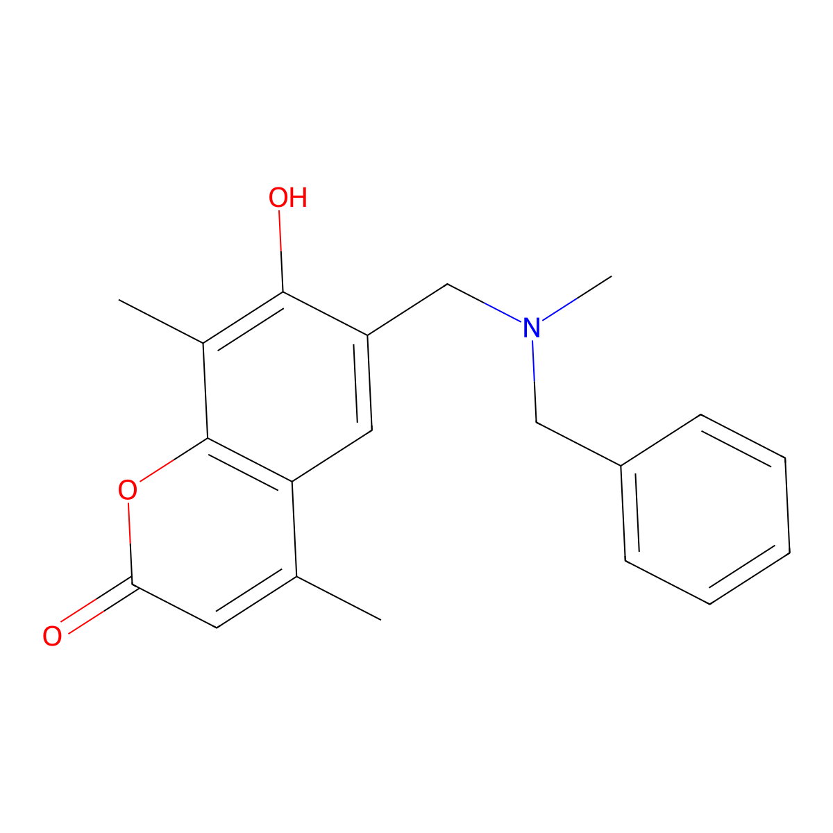 6-{[benzyl(methyl)amino]methyl}-7-hydroxy-4,8-dimethyl-2H-chromen-2-one molecular structure, CAS 859663-40-4