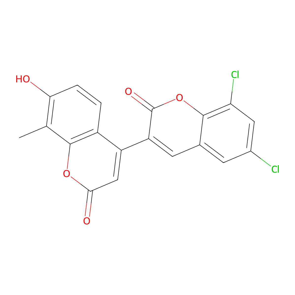 4-(6,8-Dichloro-2-oxochromen-3-yl)-7-hydroxy-8-methylchromen-2-one molecular structure, CAS 859663-58-4