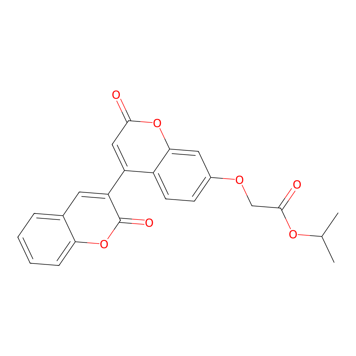 Methylethyl 2-[2-oxo-4-(2-oxochromen-3-yl)chromen-7-yloxy]acetate molecular structure, CAS 859664-53-2