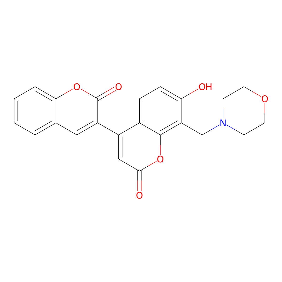 7'-hydroxy-8'-(morpholin-4-ylmethyl)-2H,2'H-3,4'-bichromene-2,2'-dione molecular structure, CAS 859665-70-6