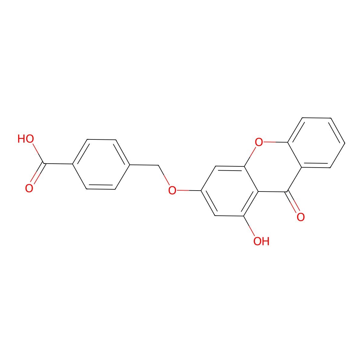 4-{[(1-hydroxy-9-oxo-9H-xanthen-3-yl)oxy]methyl}benzoic acid molecular structure, CAS 859666-21-0