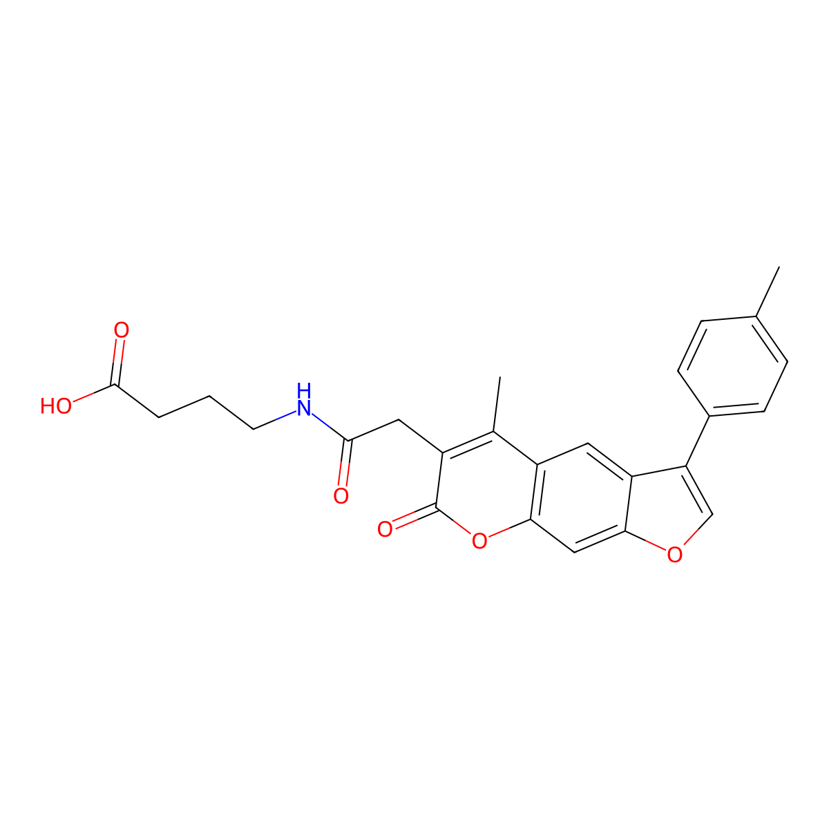 4-({[5-methyl-3-(4-methylphenyl)-7-oxo-7H-furo[3,2-g]chromen-6-yl]acetyl}amino)butanoic acid molecular structure, CAS 859666-36-7