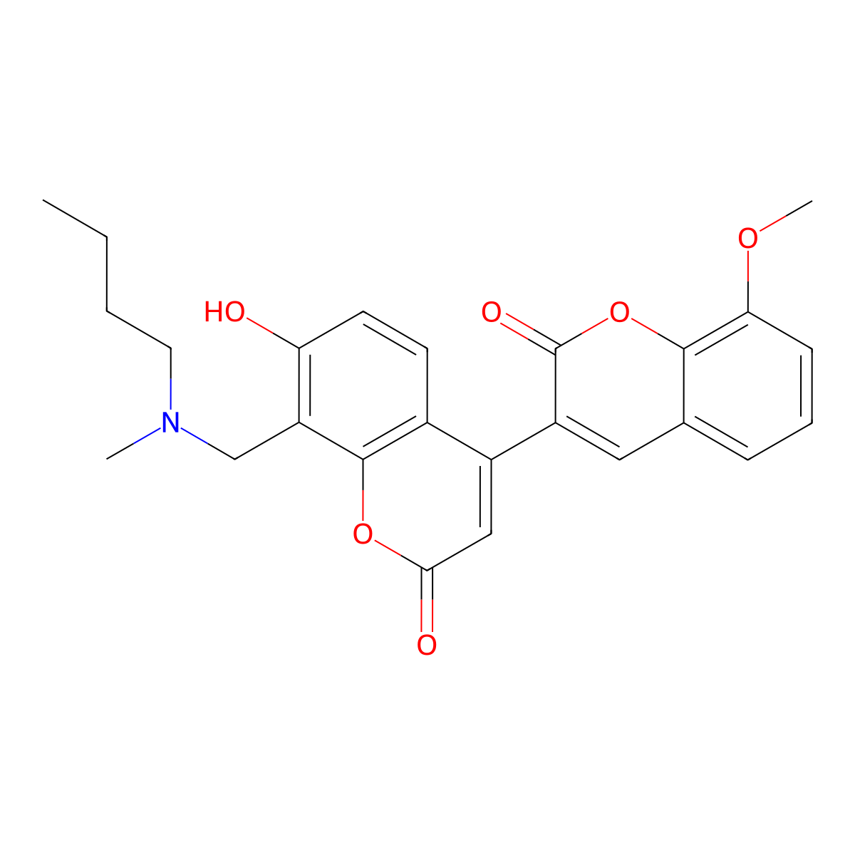 8-[[Butyl(methyl)amino]methyl]-7-hydroxy-4-(8-methoxy-2-oxochromen-3-yl)chromen-2-one molecular structure, CAS 859666-40-3