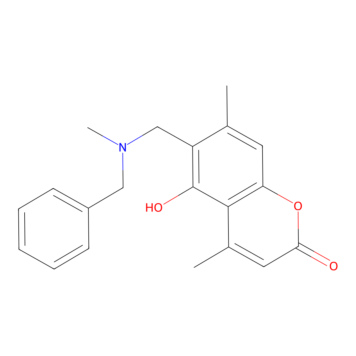 6-{[benzyl(methyl)amino]methyl}-5-hydroxy-4,7-dimethyl-2H-chromen-2-one molecular structure, CAS 859666-69-6