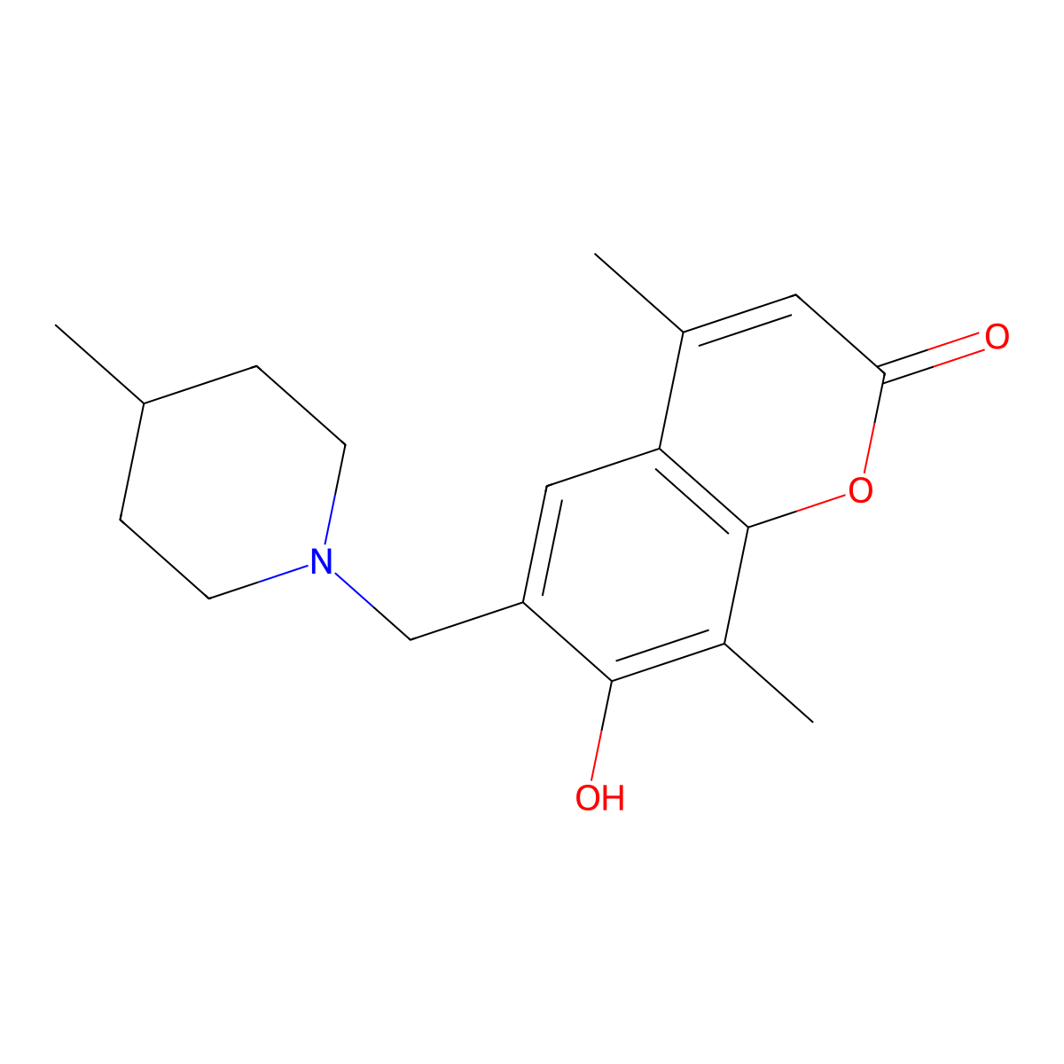 7-hydroxy-4,8-dimethyl-6-[(4-methylpiperidino)methyl]-2H-chromen-2-one molecular structure, CAS 859667-06-4