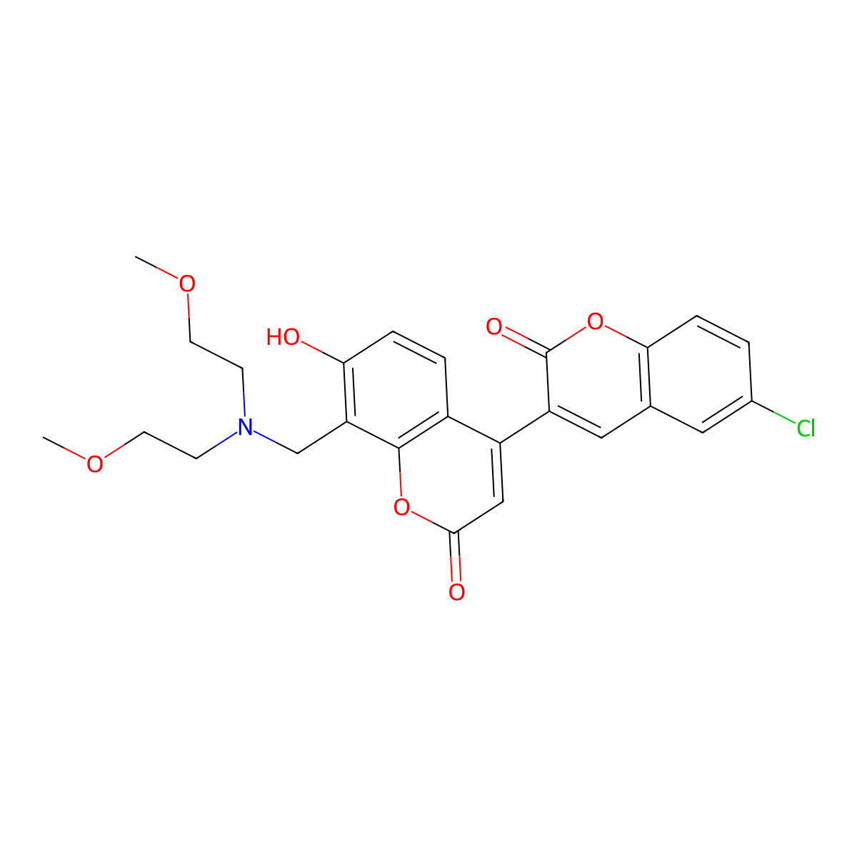 8-[[Bis(2-methoxyethyl)amino]methyl]-4-(6-chloro-2-oxochromen-3-yl)-7-hydroxychromen-2-one molecular structure, CAS 859667-11-1