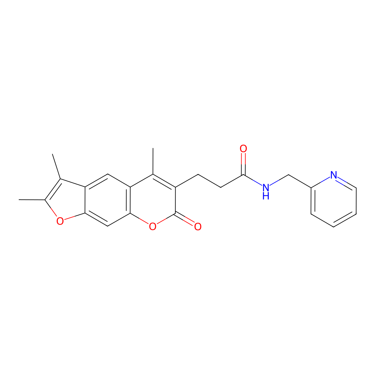 N-(pyridin-2-ylmethyl)-3-(2,3,5-trimethyl-7-oxo-7H-furo[3,2-g]chromen-6-yl)propanamide molecular structure, CAS 859667-12-2